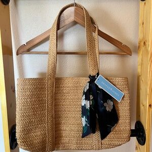 Draper James Tan Woven Satchel NWOT